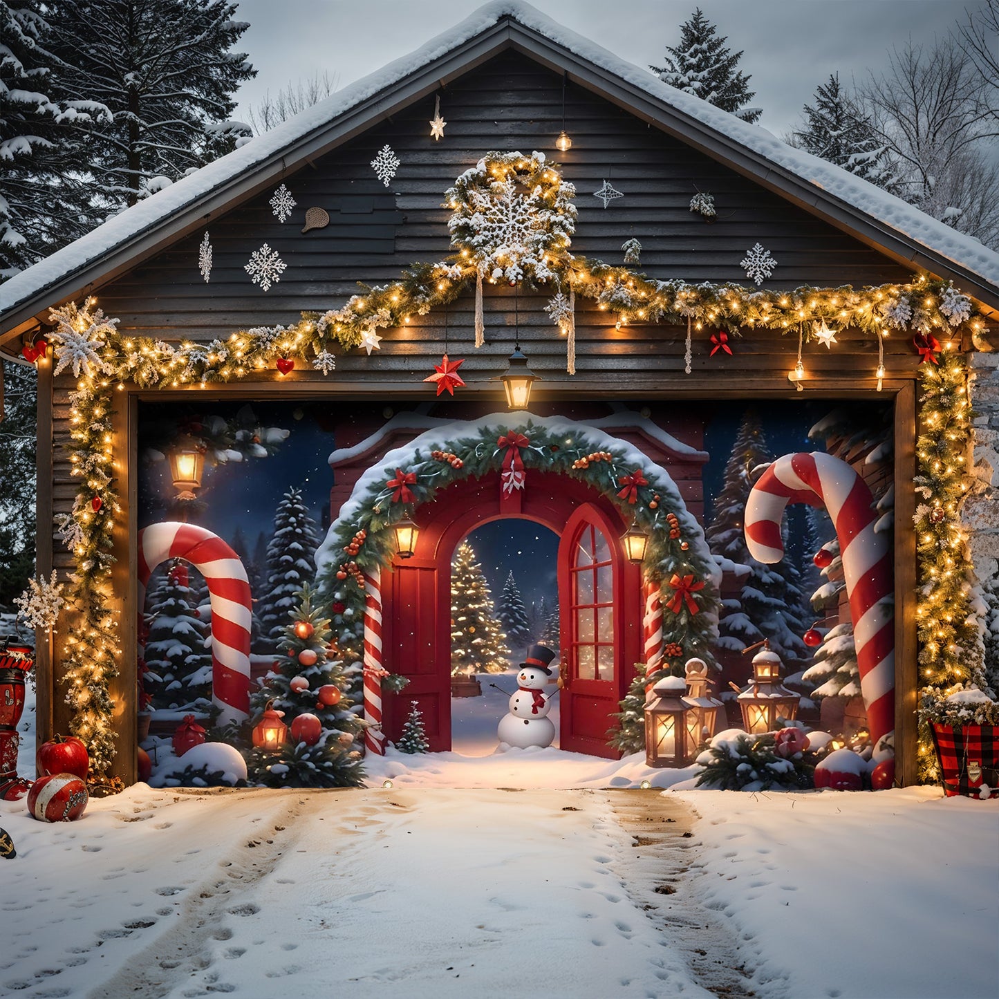 Lorva Christmas Garage Door Banner Decoration Christmas Gateway
