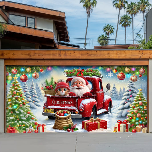 Lorva Christmas Garage Door Banner Decoration Happy Trip