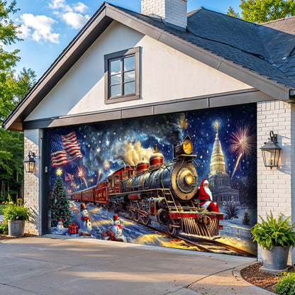 Lorva Christmas Garage Door Banner Decoration The Patriotic Polar Express