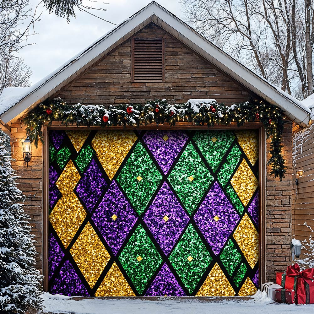 Lorva Mardi Gras Garage Door Banner Decoration