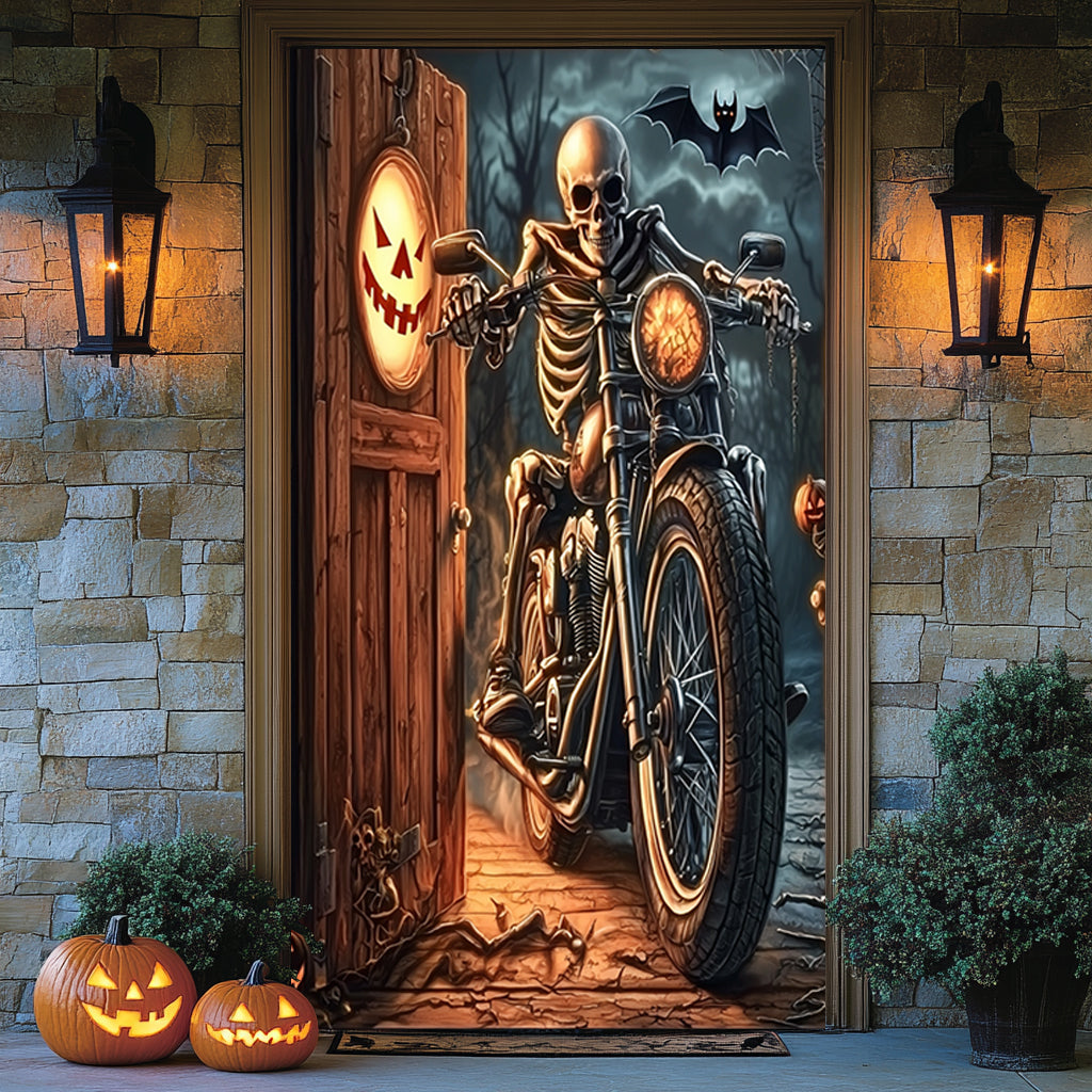Lorva Halloween Door Cover Grim Reaper Biker