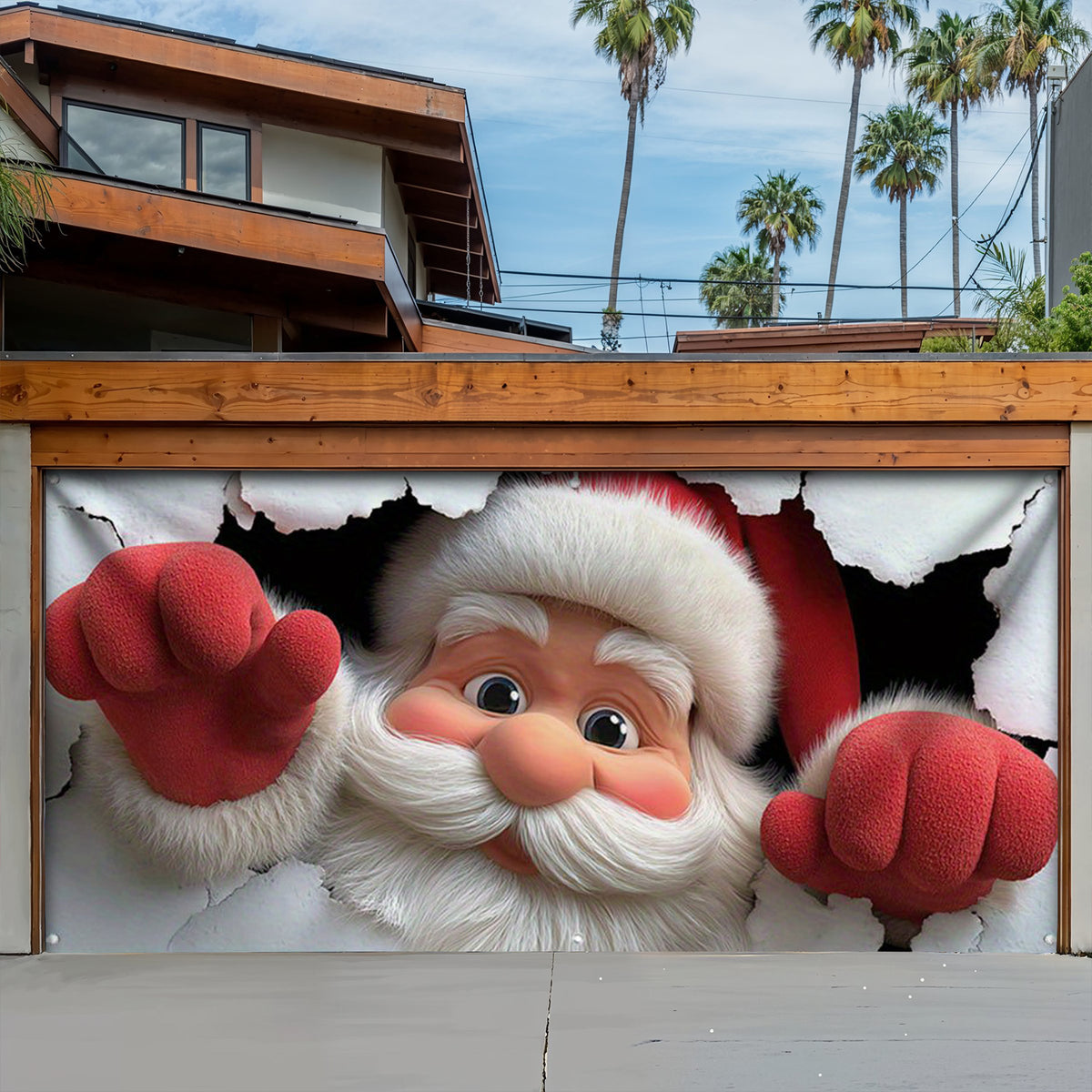 Lorva Christmas Garage Door Banner Decoration Santa's Surprise