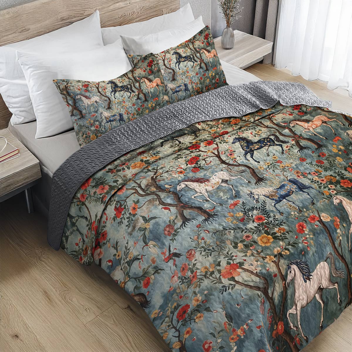 Lorva Horse All Season Quilt 3-Piece Set Peace Love