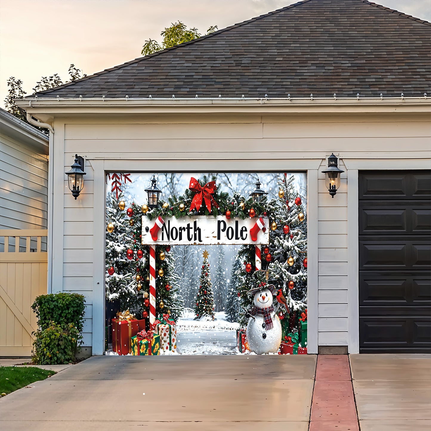 Lorva Christmas Garage Door Banner Decoration Beautiful North Pole