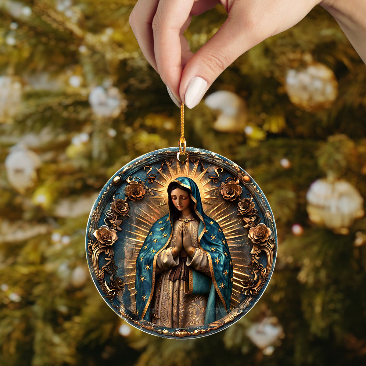 Lorva 2D Acrylic Ornament Blessed Virgin Mary Rosary
