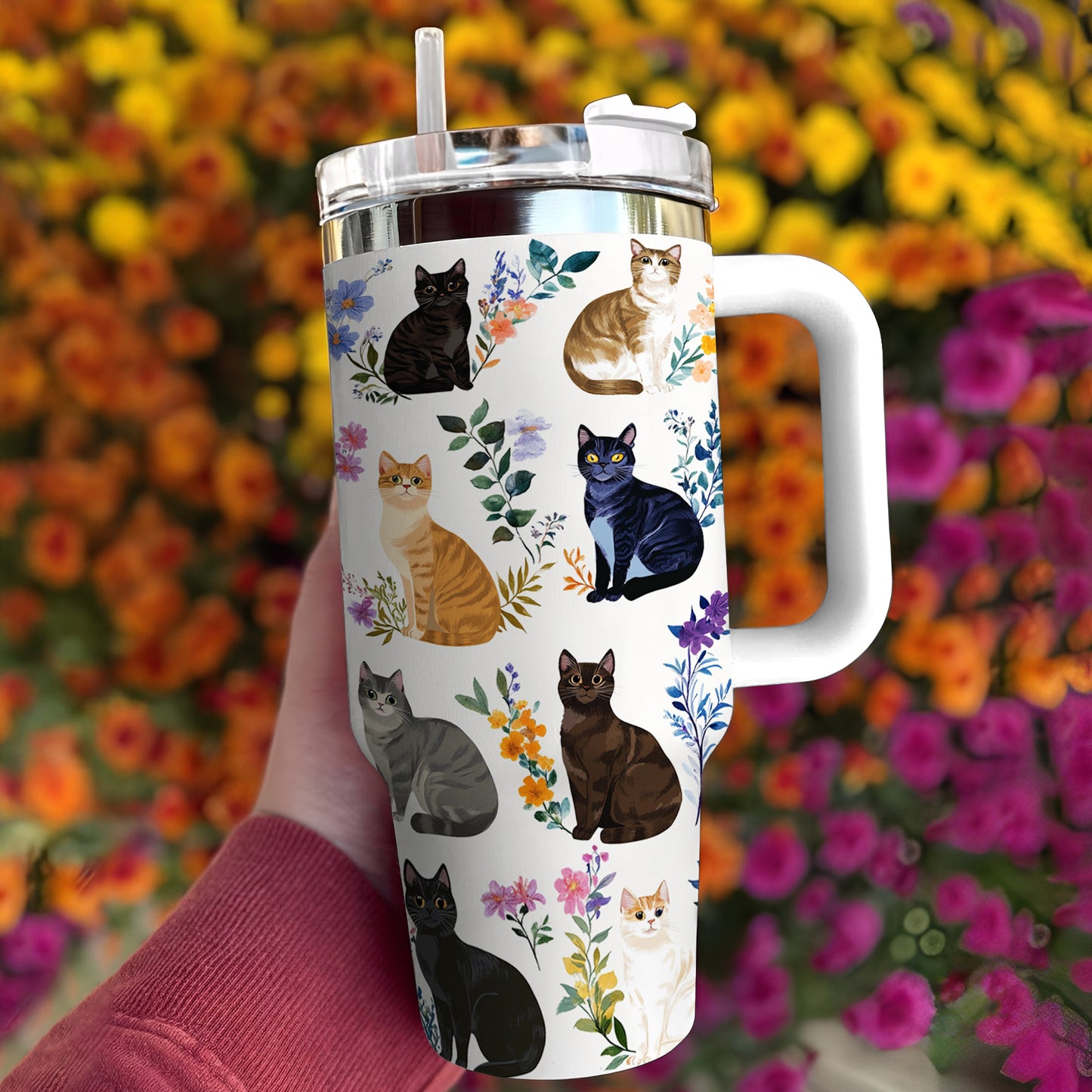 Lorva Tumbler Charming Floral Cats