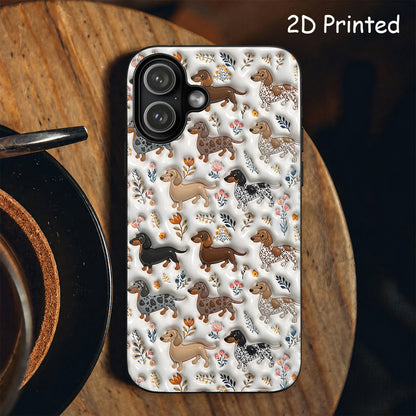 Lorva Dachshund Flat Print Phone Case Smile Field Flowers