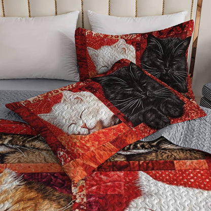 Lorva All Season Quilt 3-Piece Set Warm Hearts, Sleeping Cats