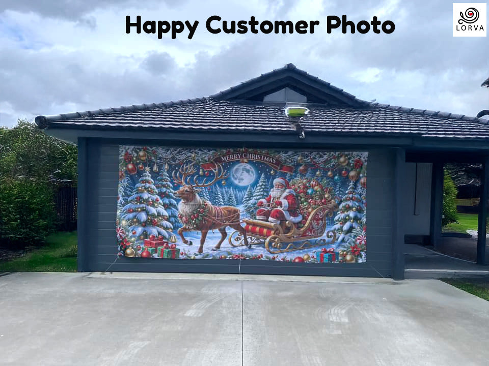 Lorva Christmas Garage Door Banner Decoration Magical Holiday Express Santa’s Train Spreading Cheer