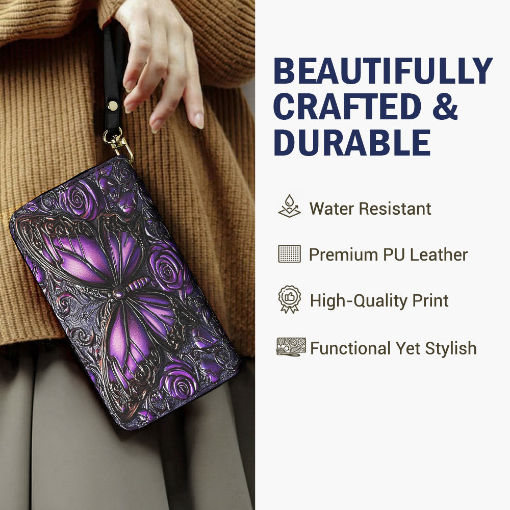 Lorva Butterfly Leather Wallet Mysterious Roses