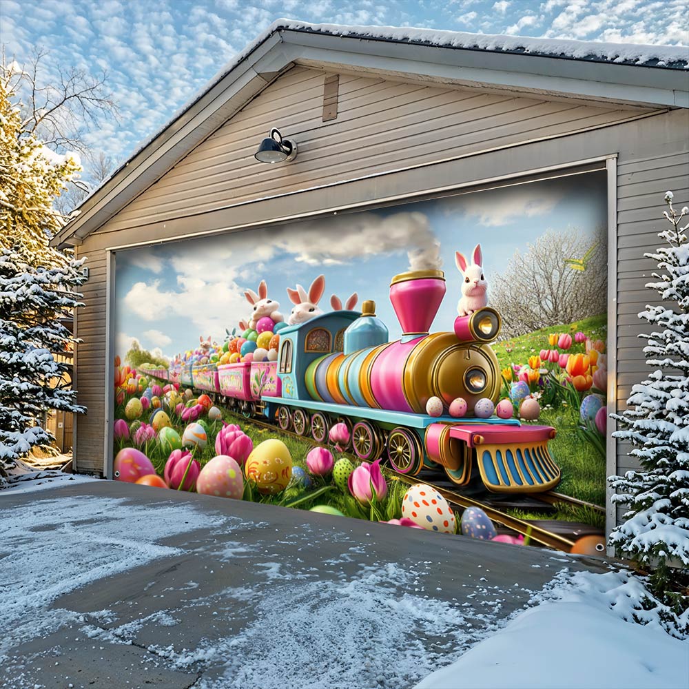 Lorva Easter Garage Door Banner Decoration The Bunny Bloom Train