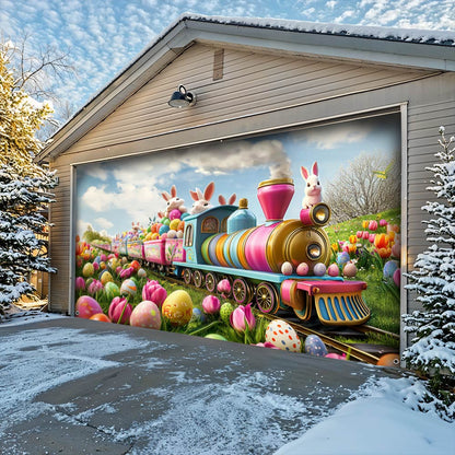 Lorva Easter Garage Door Banner Decoration The Bunny Bloom Train