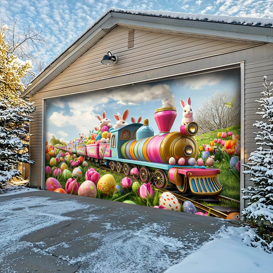 Lorva Easter Garage Door Banner Decoration The Bunny Bloom Train