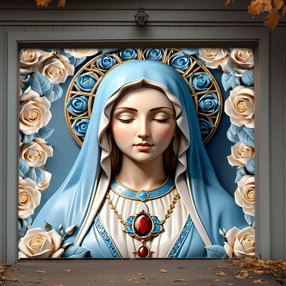 Lorva Christmas Garage Door Banner Decoration Blessed Virgin Mary