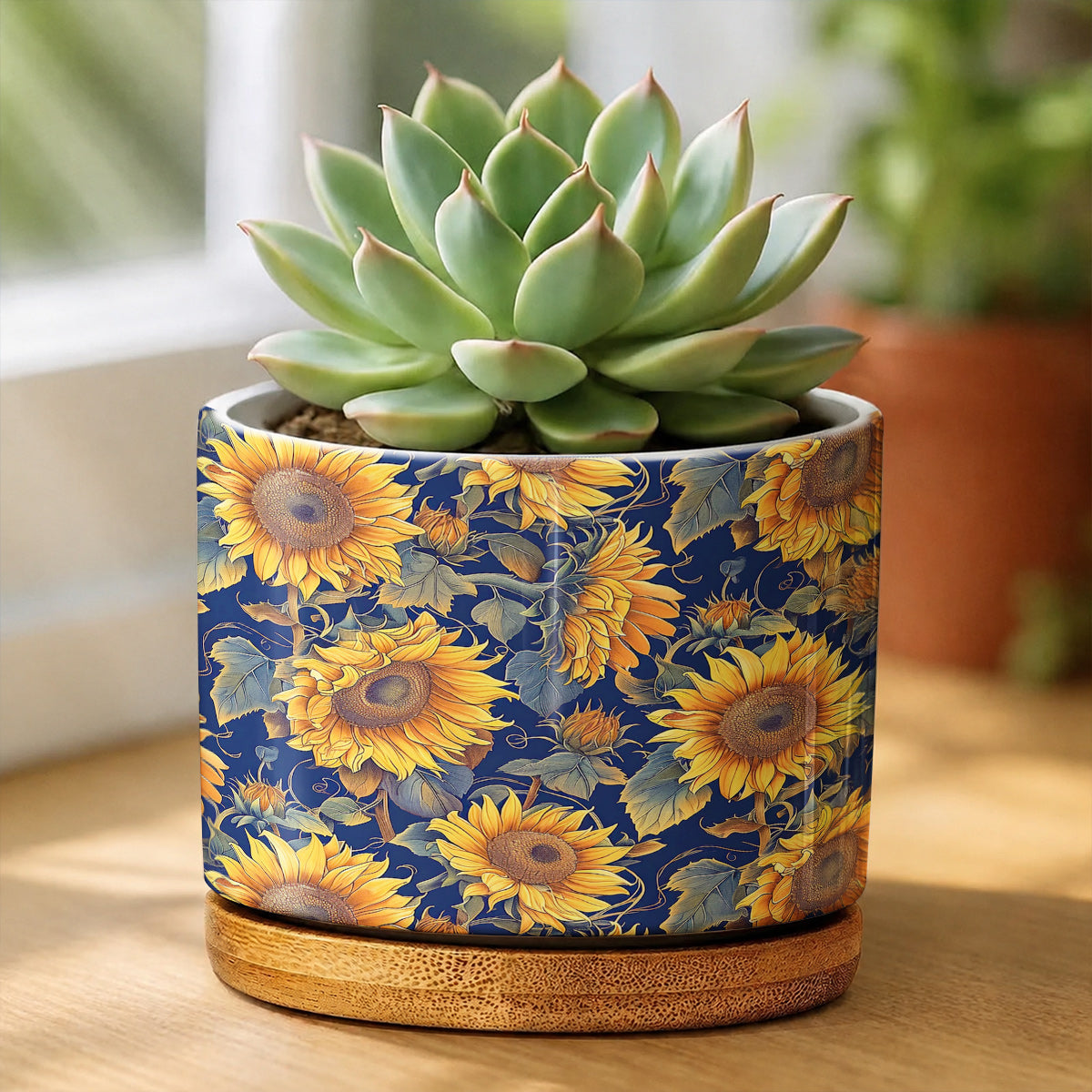 Lorva Sunflower Ceramic Plant Pot Vintage