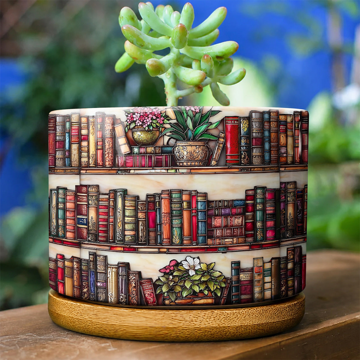 Lorva Reading Ceramic Plant Pot Classic Library