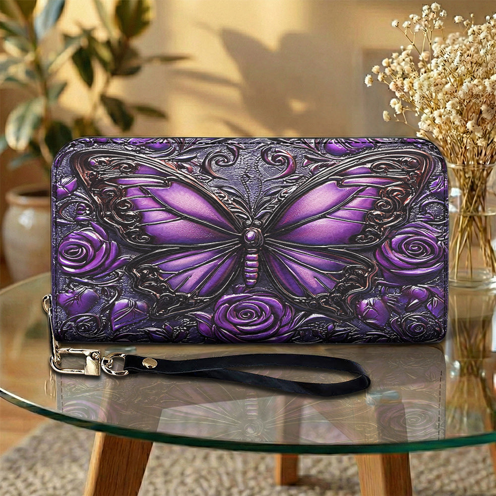 Lorva Butterfly Leather Wallet Mysterious Roses