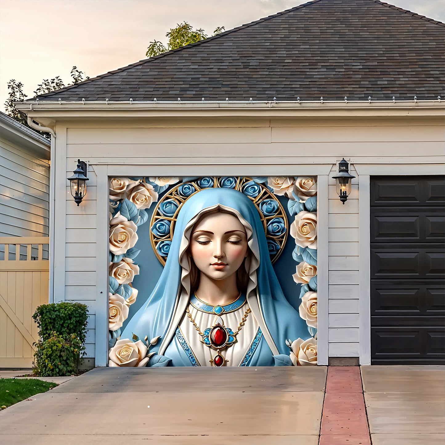 Lorva Christmas Garage Door Banner Decoration Blessed Virgin Mary