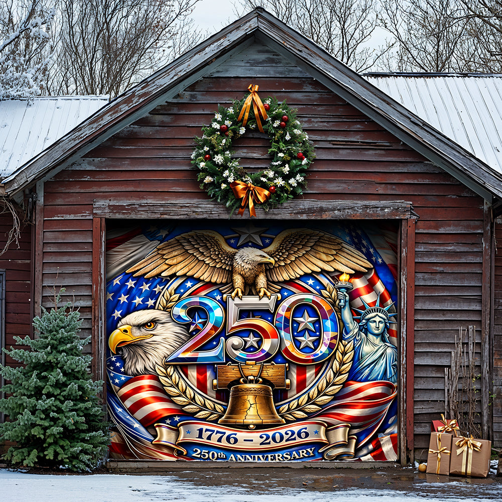 Lorva Garage Door Banner Decoration America 250th Anniversary