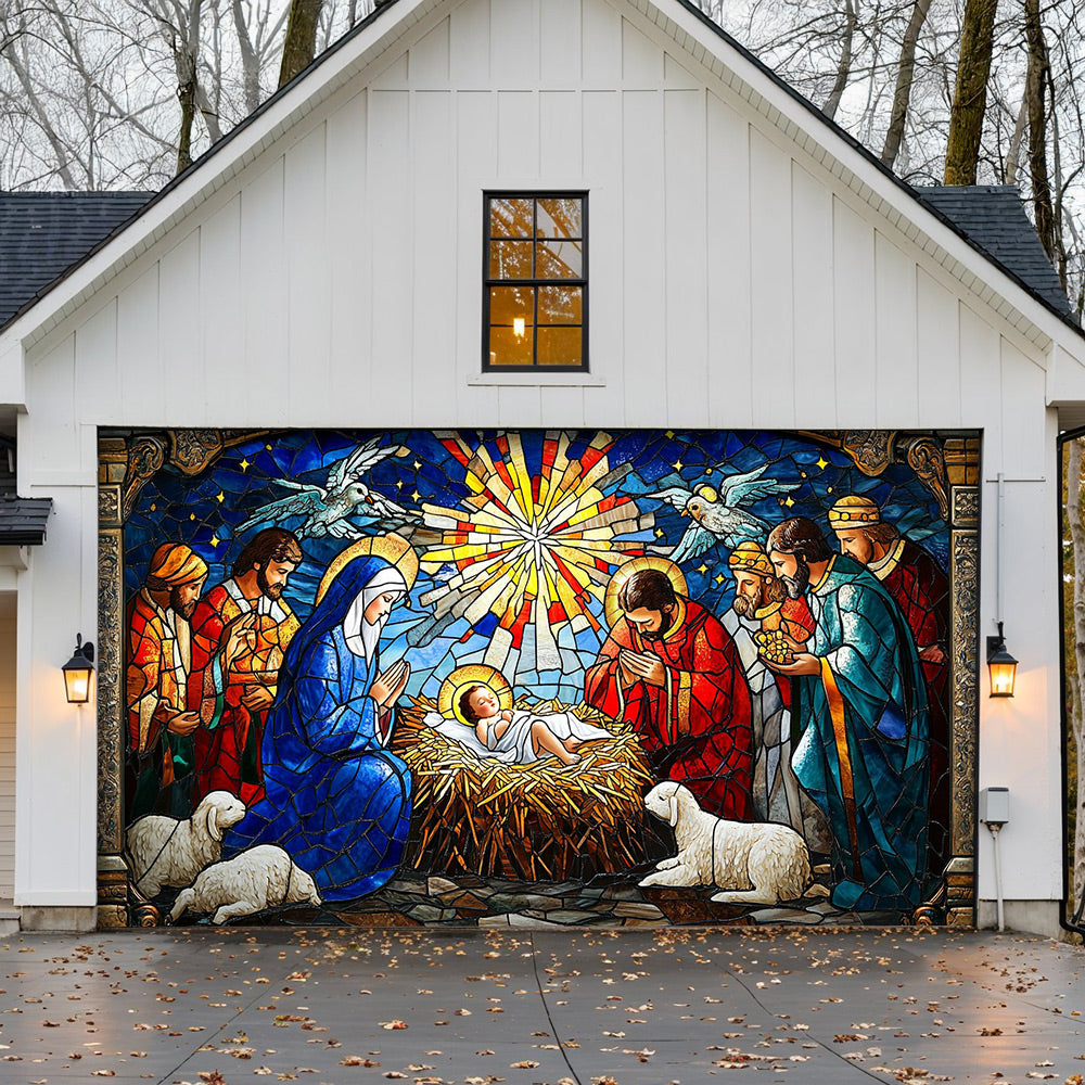 Lorva Christmas Garage Door Banner Decoration Holy Family Nativity