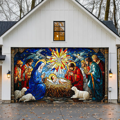 Lorva Christmas Garage Door Banner Decoration Holy Family Nativity