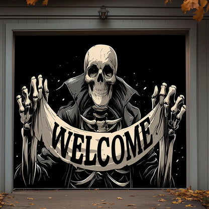 Lorva Halloween Garage Door Banner Decoration Skeleton Welcome