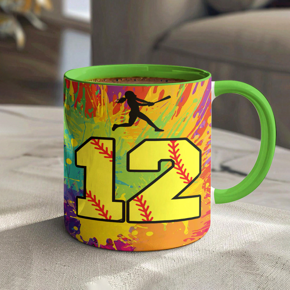 Lorva Personalized Mug Colorful Softball