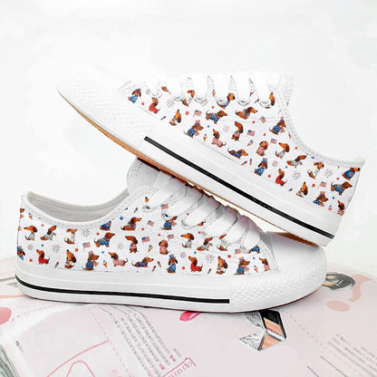 Lorva Dachshund Women's Low Top Shoes Happy Patriotic Day