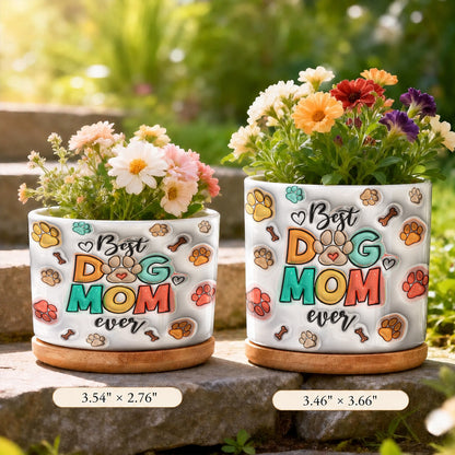 Lorva Dachshund Flat Print Ceramic Plant Pot Best Dog Mom Ever
