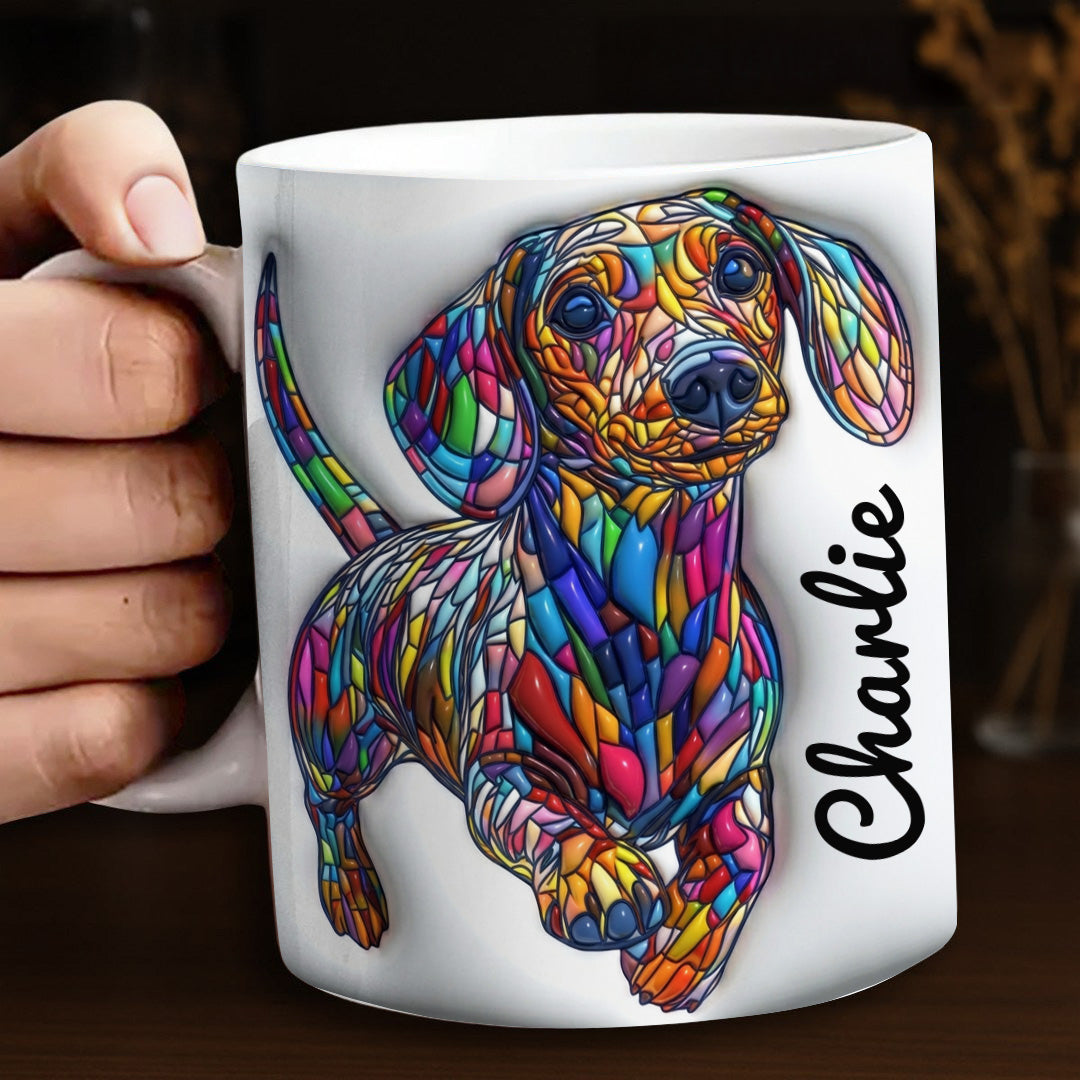 Lorva Personalized Flat Print Mug Playful Dachshund Running