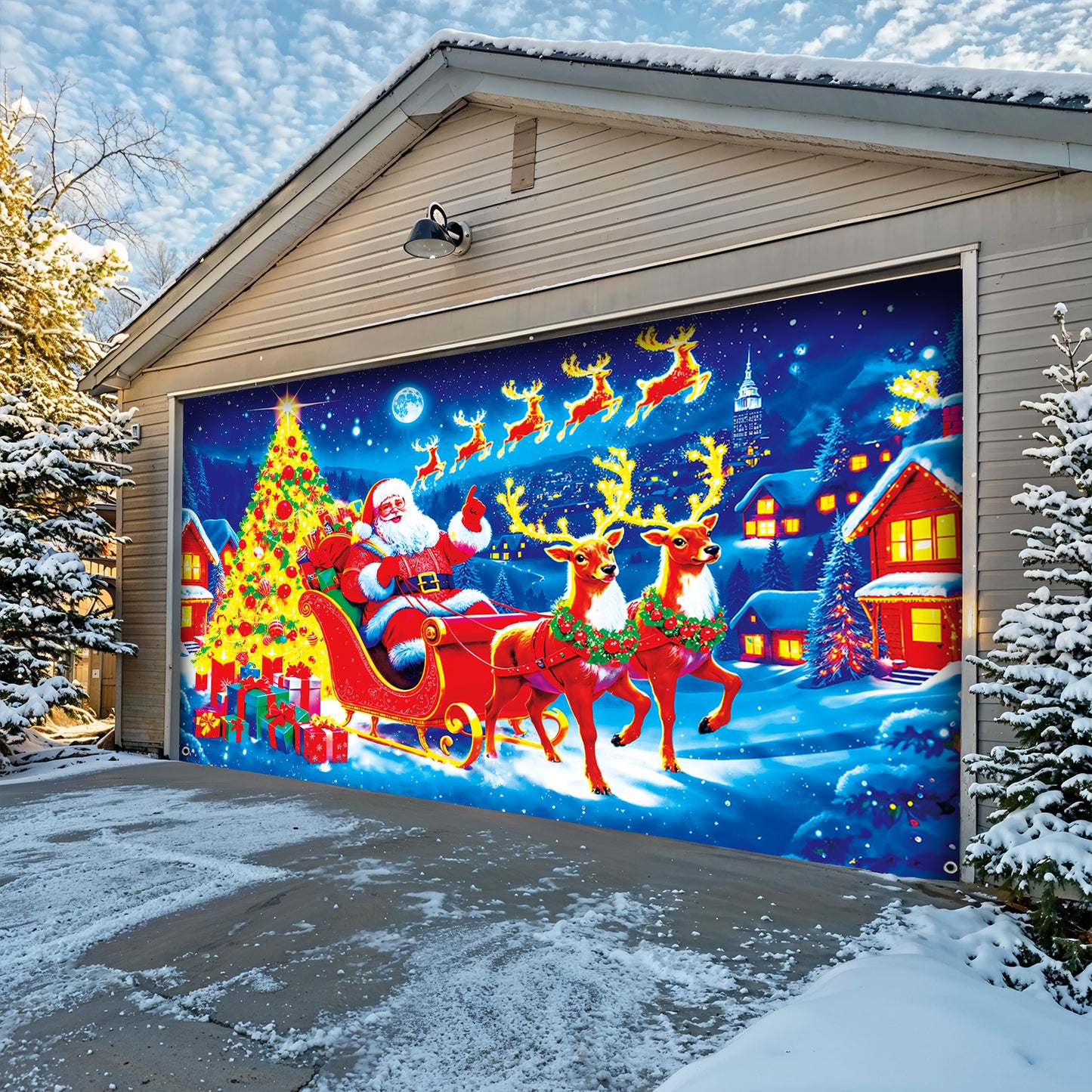 Lorva Christmas Garage Door Banner Decoration Merry Christmas