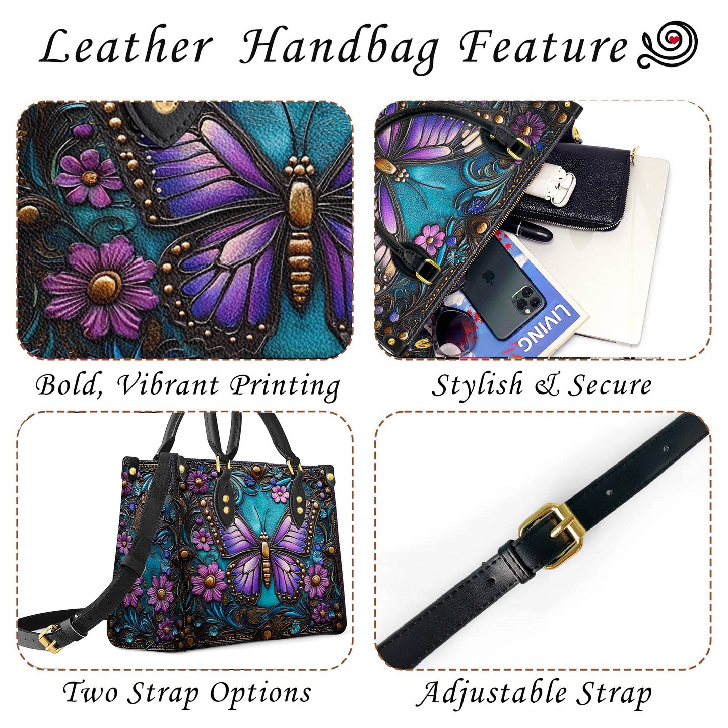 Lorva Leather Bag Classical Butterfly