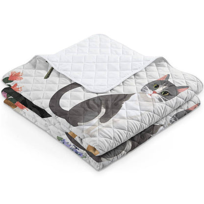 Lorva Quilt Set Cute Floral Cats