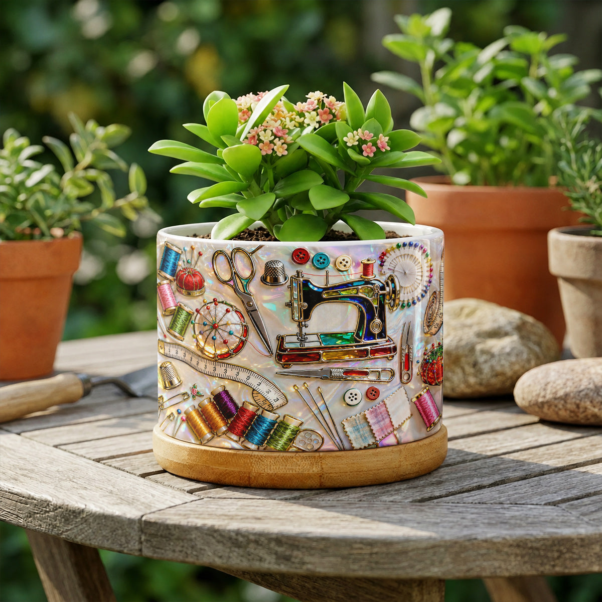 Lorva Sewing Ceramic Plant Pot Charming Sewing Life