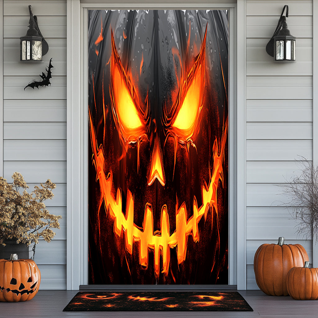 Lorva Halloween Door Cover Horror Pumpkin Face