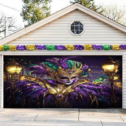 Lorva Garage Door Banner Decoration Mardi Gras King