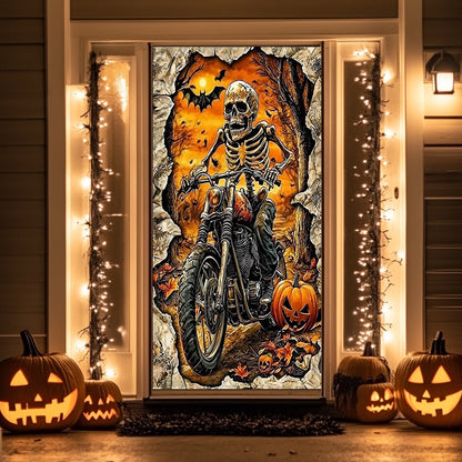 Lorva Halloween Door Cover Skeleton Rider’s Halloween Ride