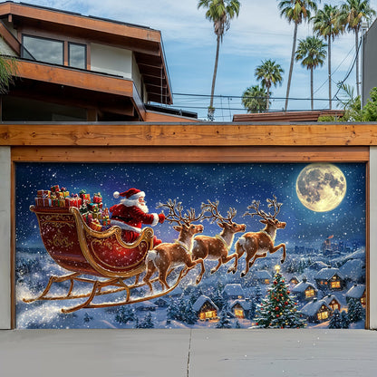 Lorva Christmas Garage Door Banner Decoration Midnight Flight To Christmas
