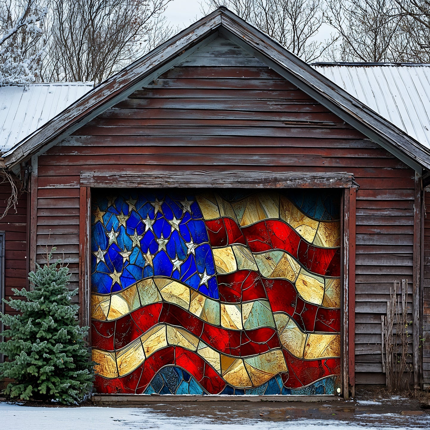 Lorva Patriotic Garage Door Banner Decoration American Flag