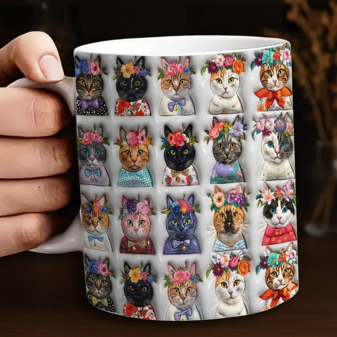 Lorva Mug Colorful Cat Flower Crowns