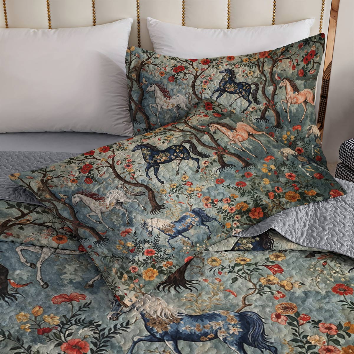 Lorva Horse All Season Quilt 3-Piece Set Peace Love