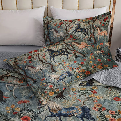 Lorva Horse All Season Quilt 3-Piece Set Peace Love