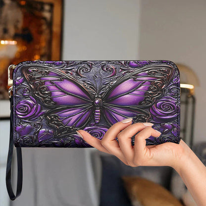 Lorva Butterfly Leather Wallet Mysterious Roses