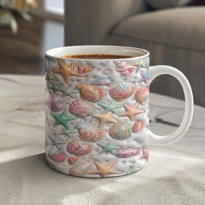 Lorva Puff Flat Printed Mug Coastal Shell