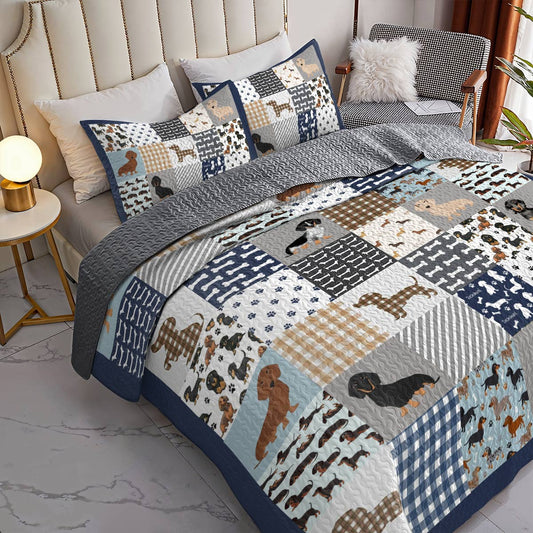 Lorva All Season Quilt 3-Piece Set Life Is Better With A Dachshund