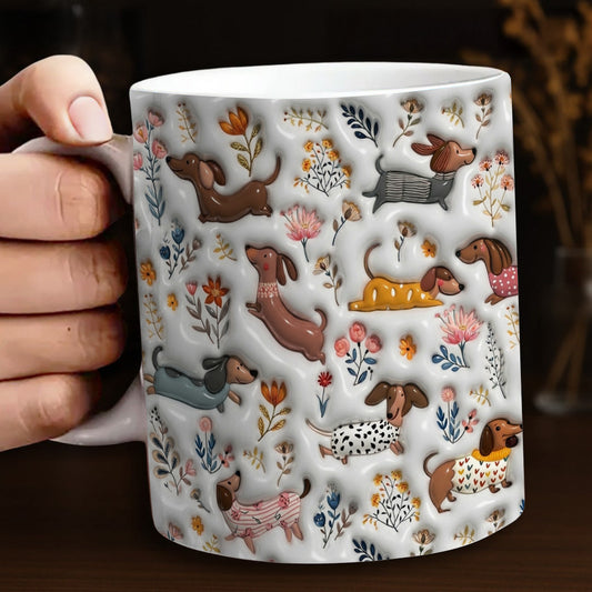 Lorva Dachshund Mug Happy Field Flowers
