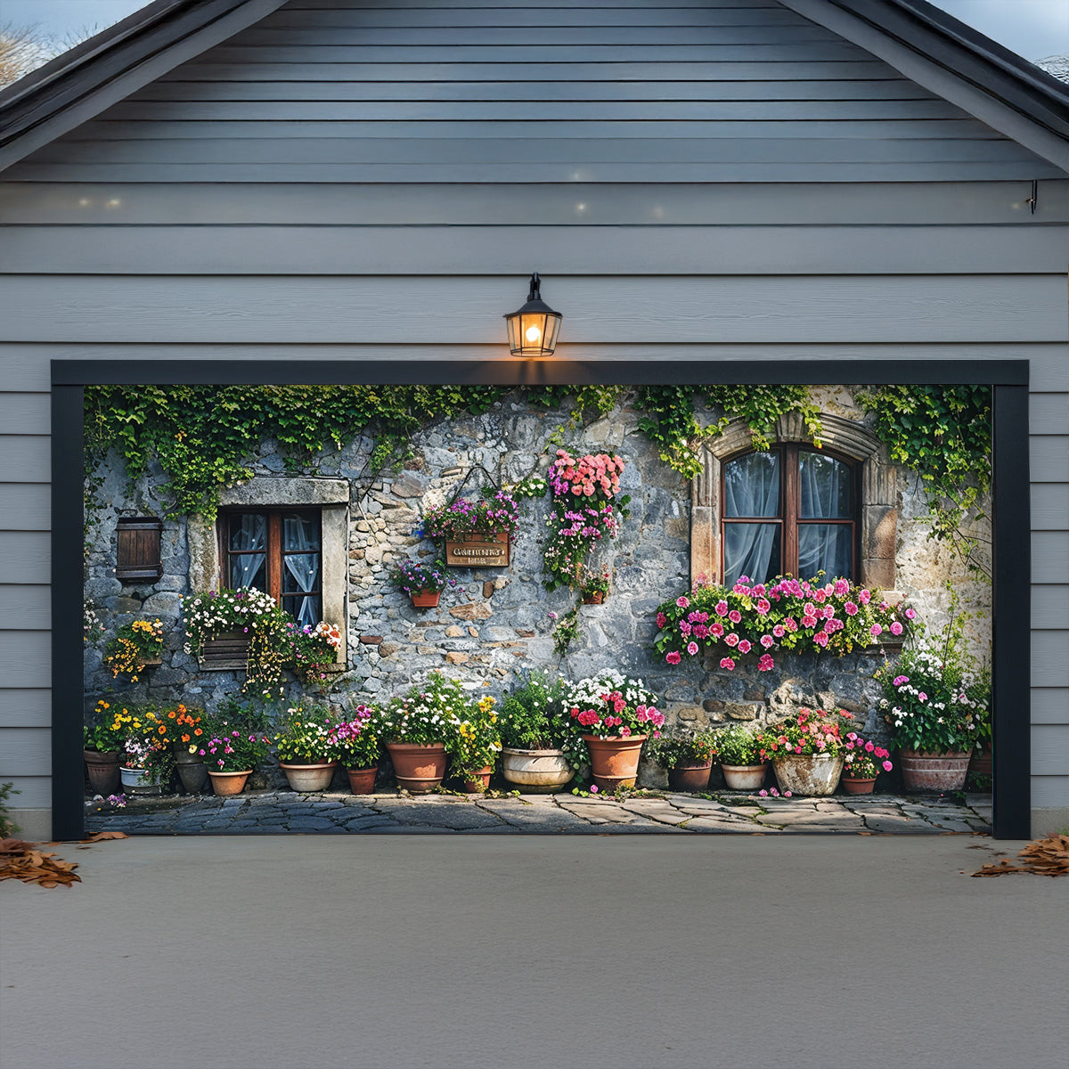 Lorva Garage Door Banner Enchanted Cottage Garden