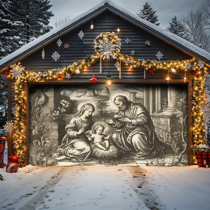 Lorva Christmas Holy Family Garage Door Banner Decoration Classical