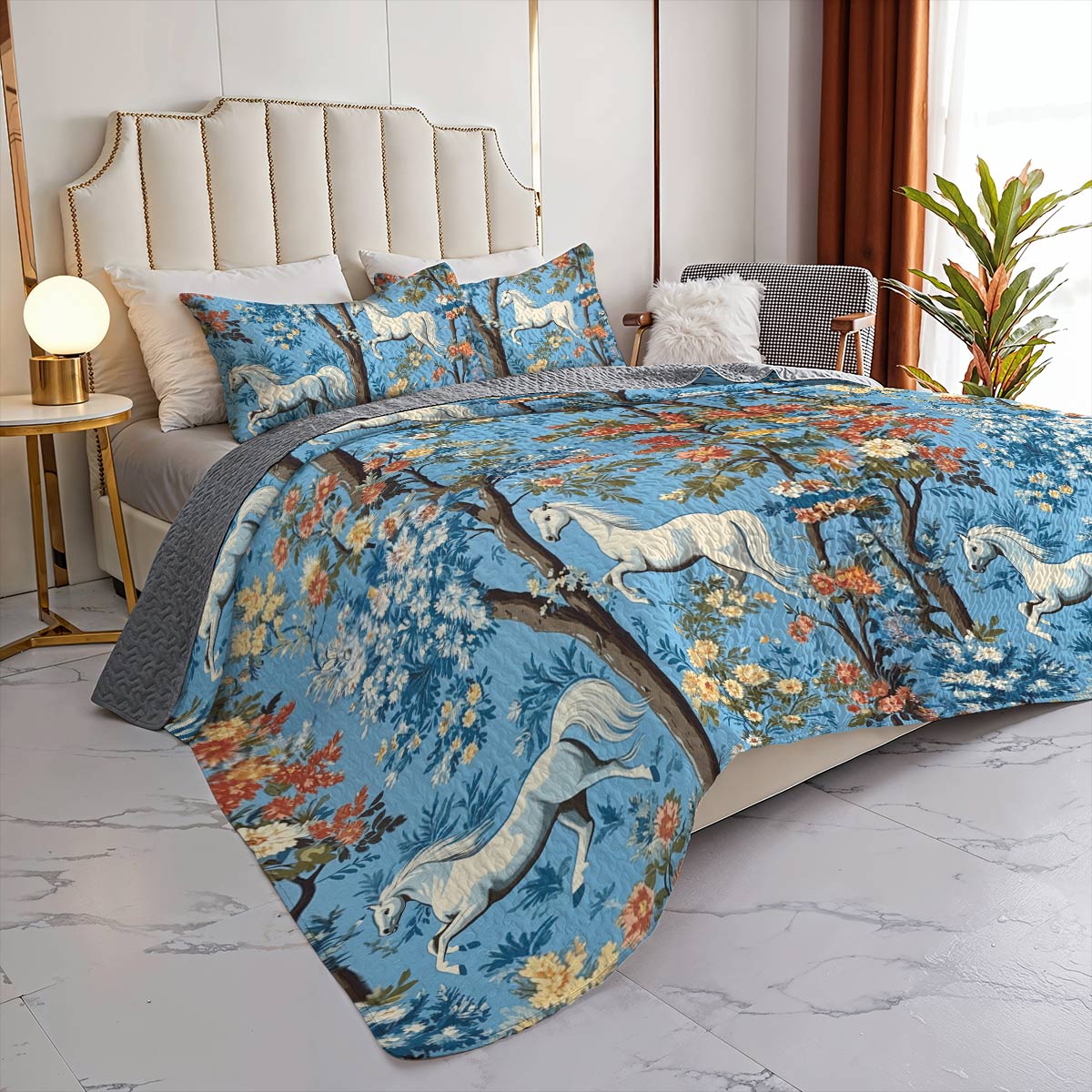 Lorva Horse All Season Quilt 3-Piece Set Colorful Love