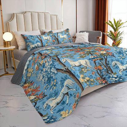 Lorva Horse All Season Quilt 3-Piece Set Colorful Love